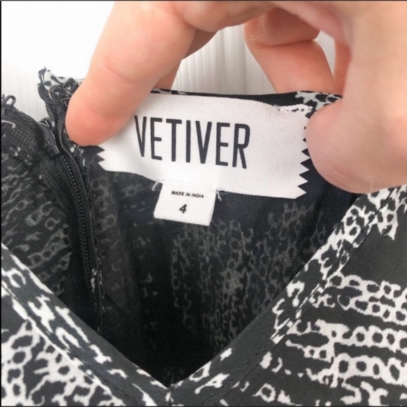 {SOLD} NWT NEW VETIVER Midi Black Pattern Dress V Neck 4 - Picture 12 of 12